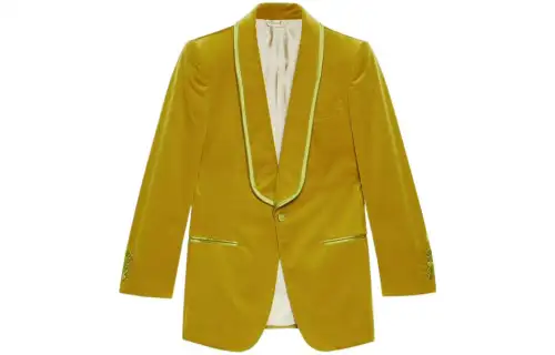 GUCCI Business Suits Men's Yellow Suit Collar Moderate Straight Fit