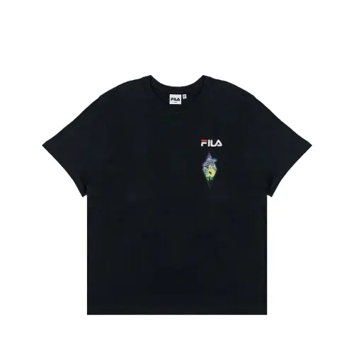 FILA T Shirts Unisex Black Blk Crew Neck Moderate Straight Fit