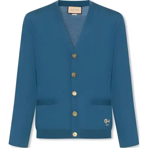 GUCCI Knitwear Men's Blue V Neck Moderate Other