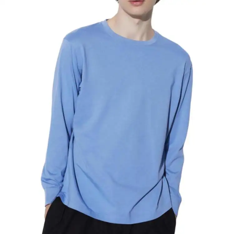 UNIQLO T Shirts Unisex Sky Blue Crew Neck Moderate Straight Fit