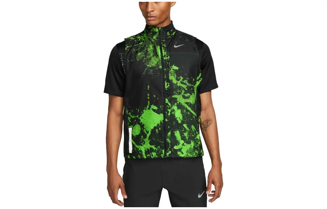Nike Jackets Men's Black Green Stand Collar Moderate Other