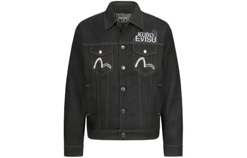 EVISU Denim Jackets Men's Denim Blue Lapel Moderate