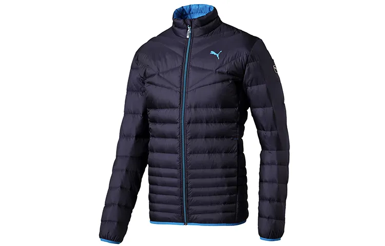 PUMA Down Jackets Men's Blue Stand Collar Moderate Quilted Down Jacket