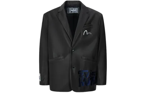 EVISU Business Suits Men's Black Suit Collar Moderate Business Suit