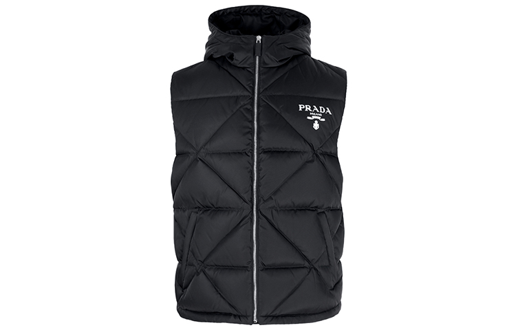 Мужской жилет Prada с капюшоном (черный)