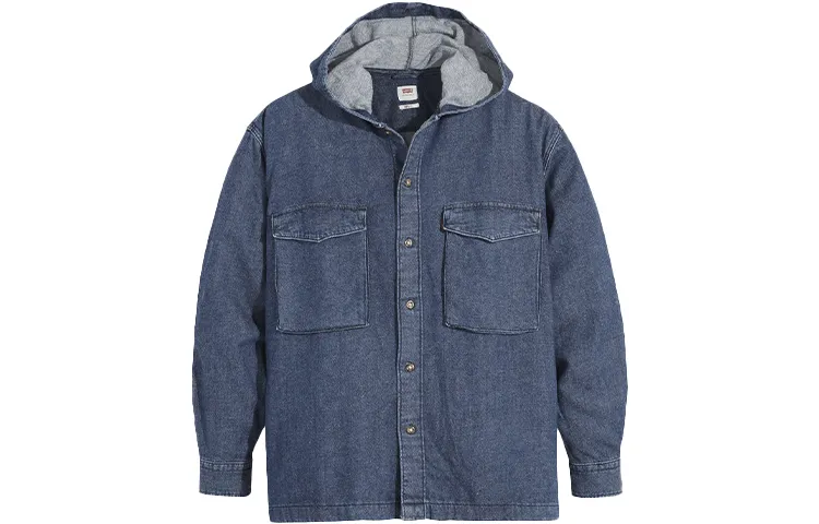 Levi's Denim Jackets Men's Blue Hooded Moderate Straight Fit