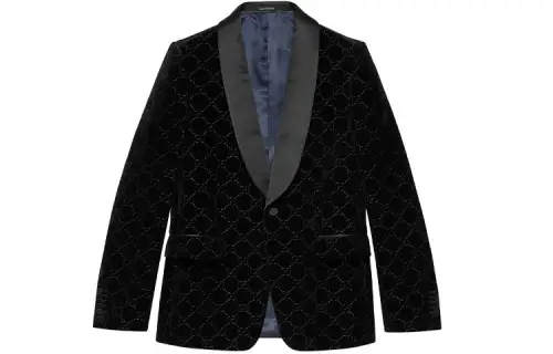 GUCCI Business Suits Men's Black Suit Collar Moderate Business Suit