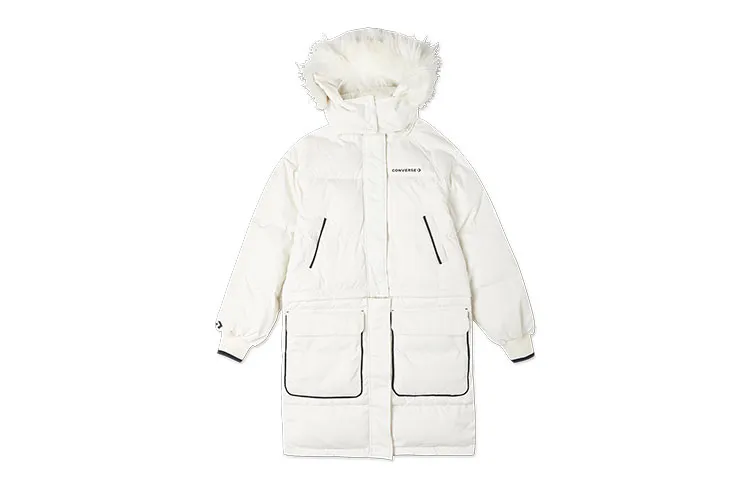 Converse Down Jackets Women's White Hooded Moderate Straight Fit