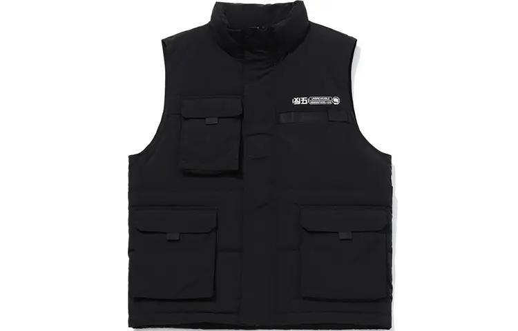 Li Ning Down Vests Men's Black Stand Collar Moderate Workwear