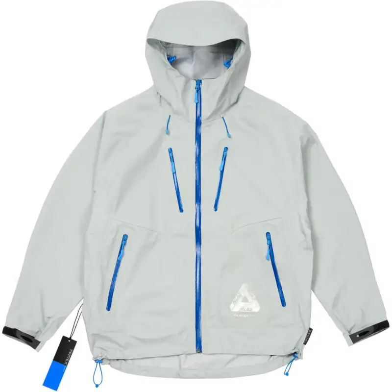 PALACE SS24 ARMOR JACKET ARCTIC GRAY LOGO printed casual hooded zipper jacket, same style for men and women, arctic gray