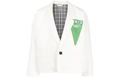 KENZO Jackets Men's White Lapel Moderate Other