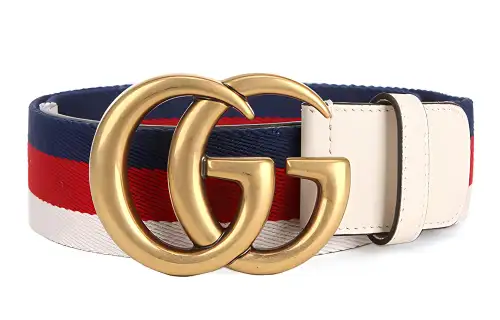 GUCCI GG Marmont Canvas Belts Women's White Width 4cm