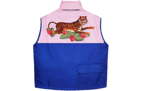 GUCCI Vests Men's Blue Stand Collar Moderate Other