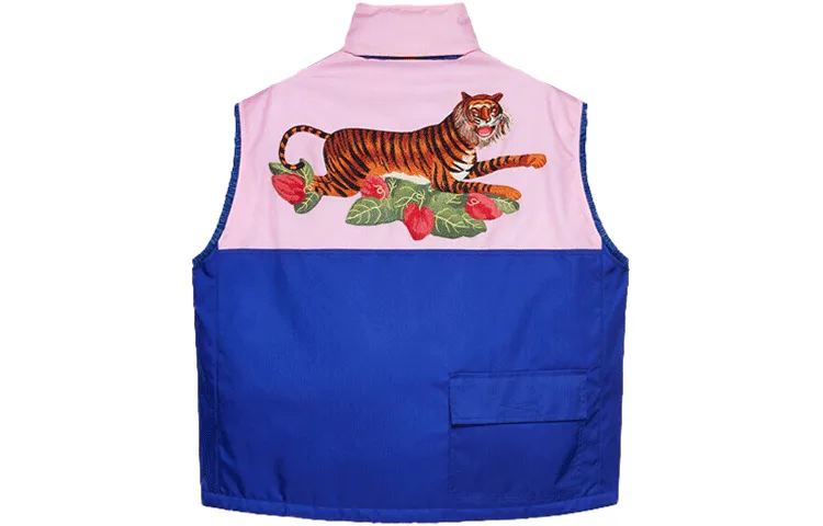 GUCCI Vests Men's Blue Stand Collar Moderate Other