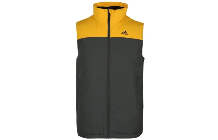 Adidas Down Vests Men's Deep Earthy Brown Stand Collar Moderate Other