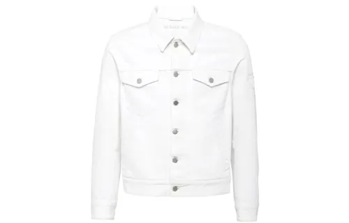 PRADA Denim Jackets Men's White Lapel Moderate Straight Fit