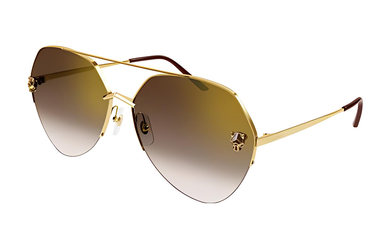 Женские очки Cartier Panthere Metal Sunglasses (золотые) — фото 3