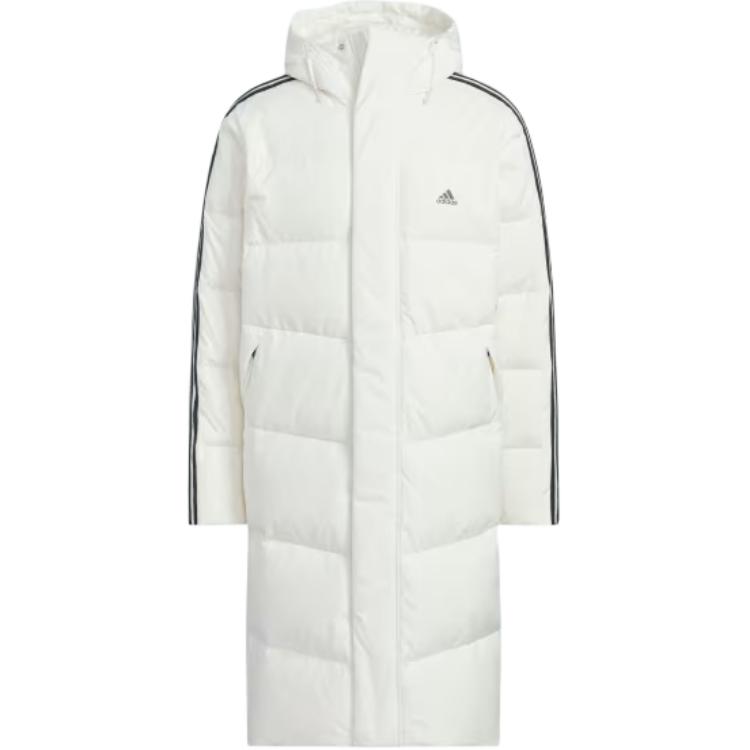 Adidas, sports keep warm ultra light wear-resistant long white down jacket with zipper for men and women, with your logo imprint