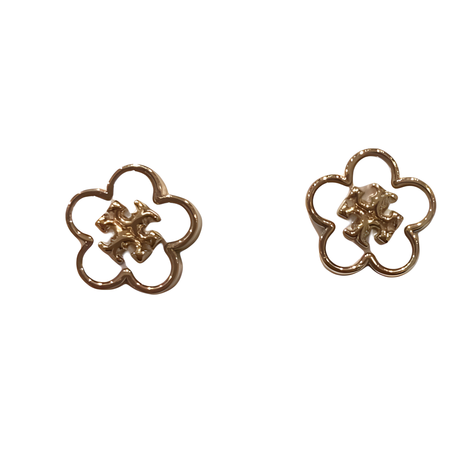TORY BURCH Brass enamel pearl, golden earrings, 18 carat