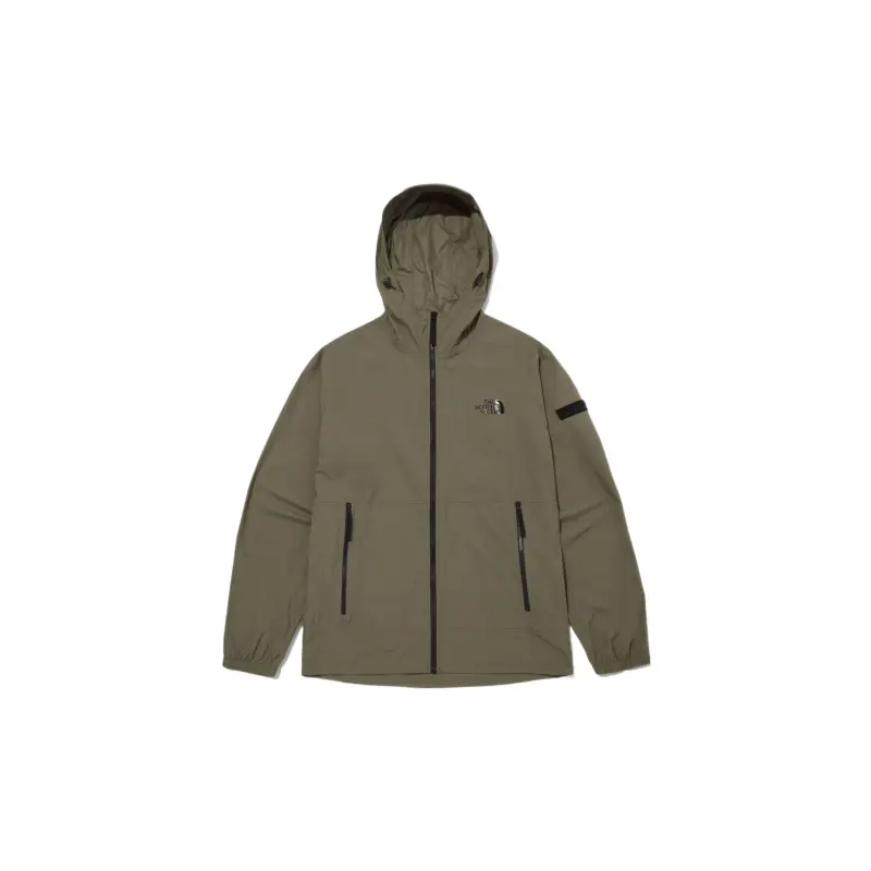 THE NORTH FACE Windbreaker Jackets Men's Green Hooded Moderate