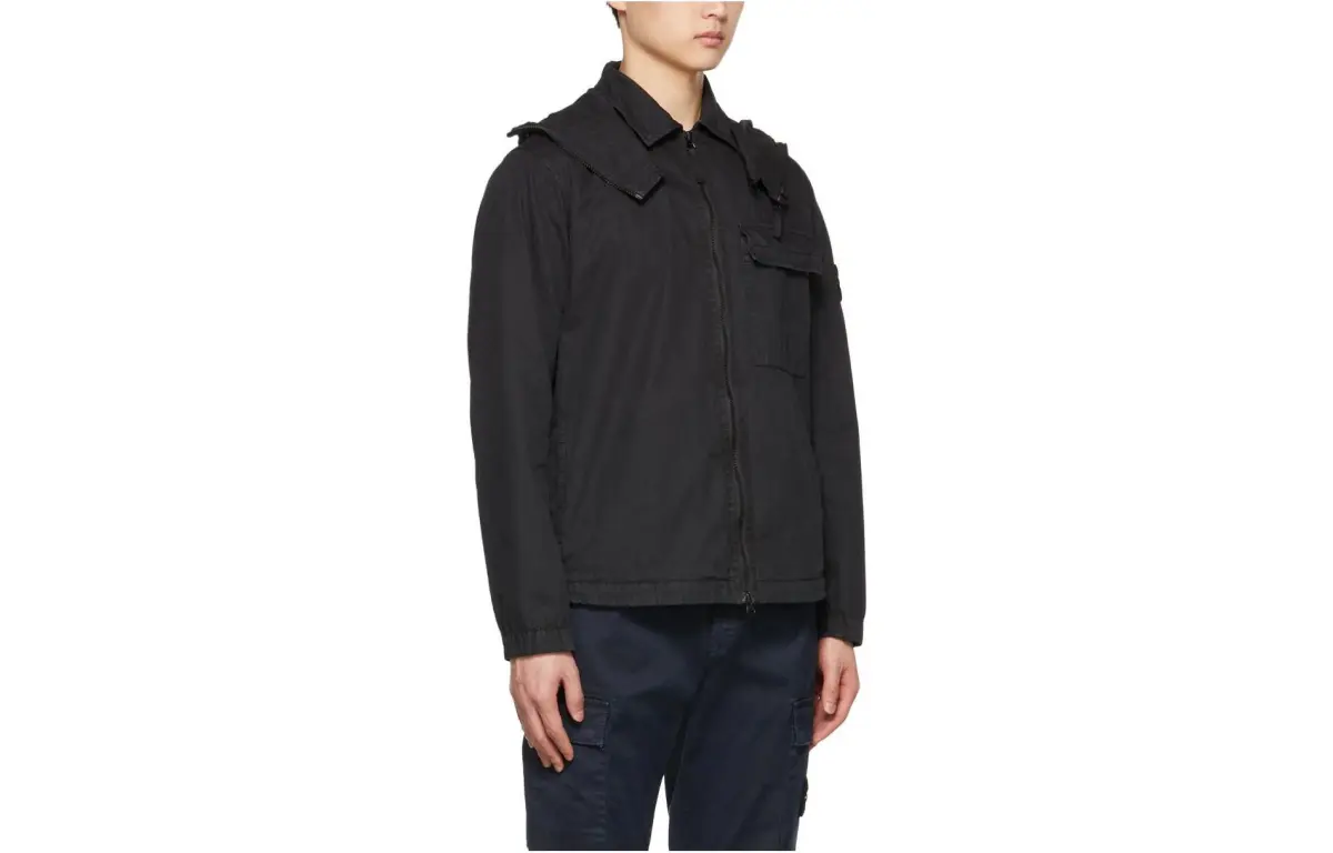 STONE ISLAND Jackets Men's Black Hooded (Non-detachable) Moderate Other