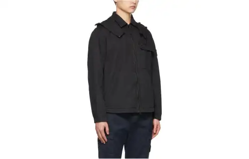 STONE ISLAND Jackets Men's Black Hooded Non Detachable Moderate Other