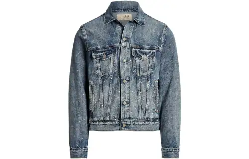 Polo Ralph Lauren SS23 Lapel Single Breasted Cotton Long Sleeve Denim Jacket Men's Blue