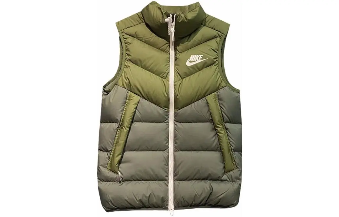 Nike Down Vests Men's Green Stand Collar Moderate