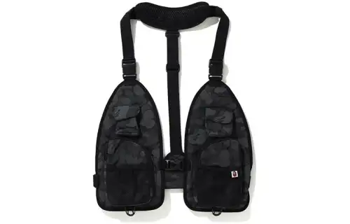 A BATHING APE Vests Men's Black Collarless Urban Techwear