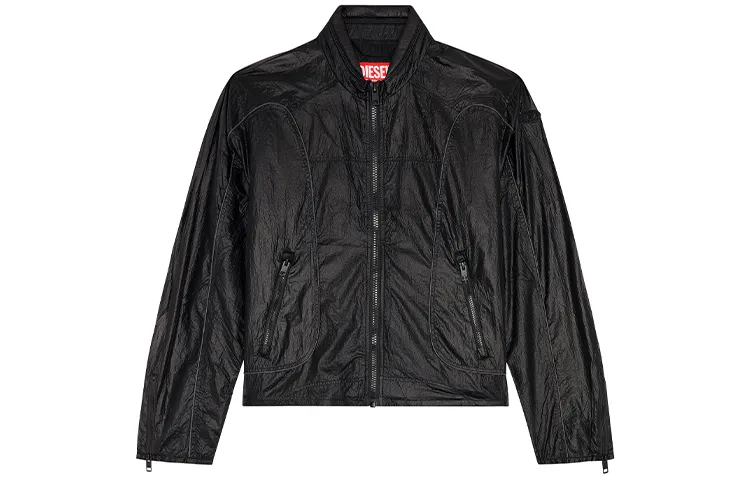 DIESEL Jackets Men's Black Stand Collar Moderate Other
