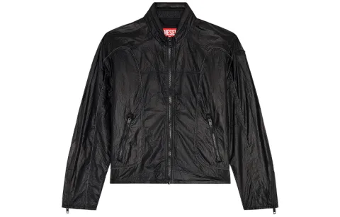 DIESEL Jackets Men's Black Stand Collar Moderate Other