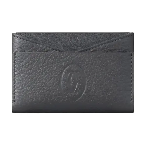 CARTIER Must De Cartier Cow Leather Card Holder Men's Gray