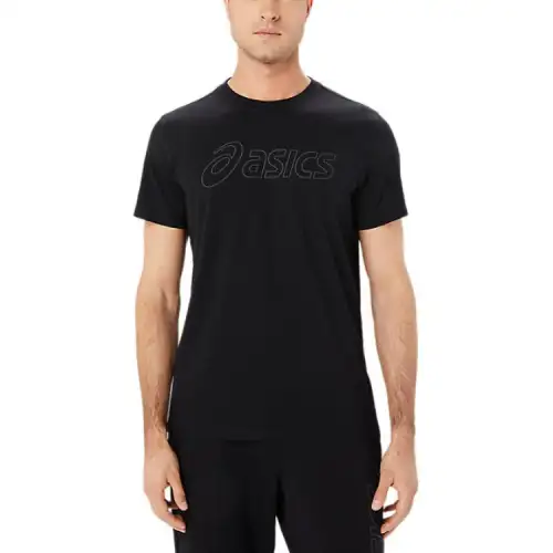ASICS T Shirts Men's Black Crew Neck Moderate Straight Fit