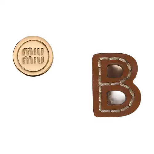MIU MIU Leather Stud Earrings Women's Cognac