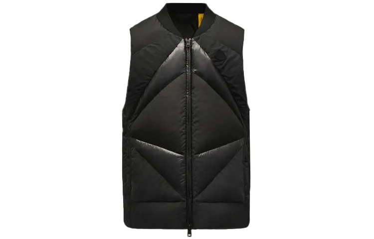 Moncler Down Vests Men's Black Baseball Collar Moderate
