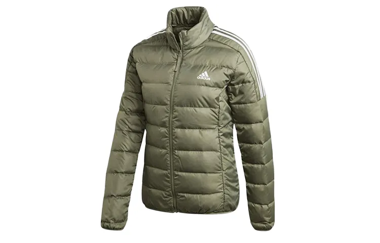 Adidas Down Jackets Women's Green Stand Collar Moderate Straight Fit