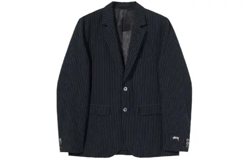 Stussy Business Suits Unisex Black Suit Collar Moderate Business Suit