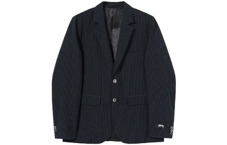 Stussy Business Suits Unisex Black Suit Collar Moderate Business Suit