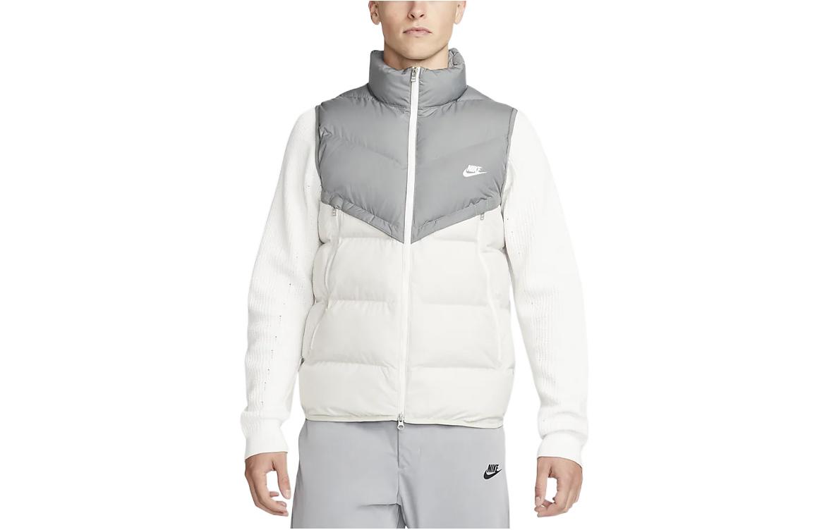 Nike Storm-FIT Windrunner Logo Print Casual Color Block Down Sleeveless Vest Men's Sail Gray