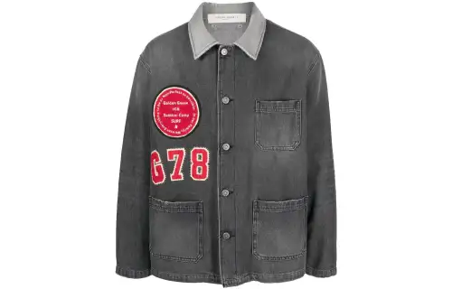 Golden Goose Patch Detail Faded Denim Jacket