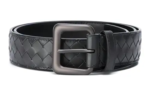 Bottega Veneta Calfskin Leather Belts Men's Black Width 3.5cm