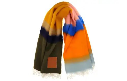 LOEWE Logo Patch Fringed Scarf