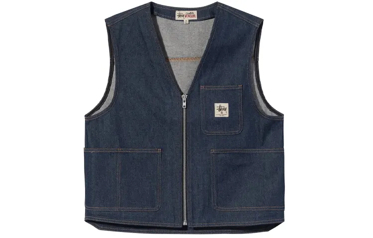 Stussy Vests Unisex Dark Blue V Neck Moderate