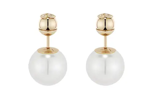 DIOR Pearl Earrings Women's Gold