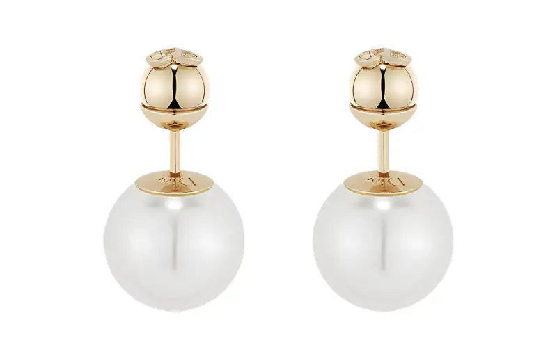 DIOR Pearl Earrings Women's Gold