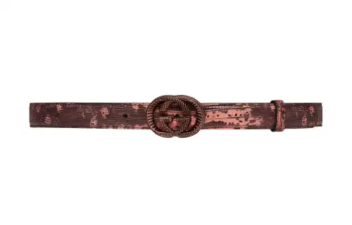 GUCCI Leather Belts Men's Pink Brown Width 2.54cm