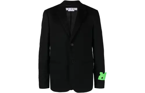 OFF WHITE Business Suits Men's Black Suit Collar Moderate Other