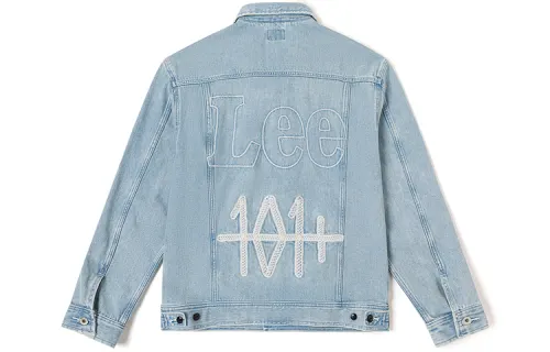 Lee SS23 lapel single-breasted denim jacket for men, light blue