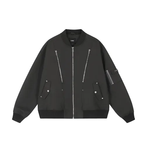 A Chock Jackets Unisex Dark Gray Baseball Collar Moderate Pilot