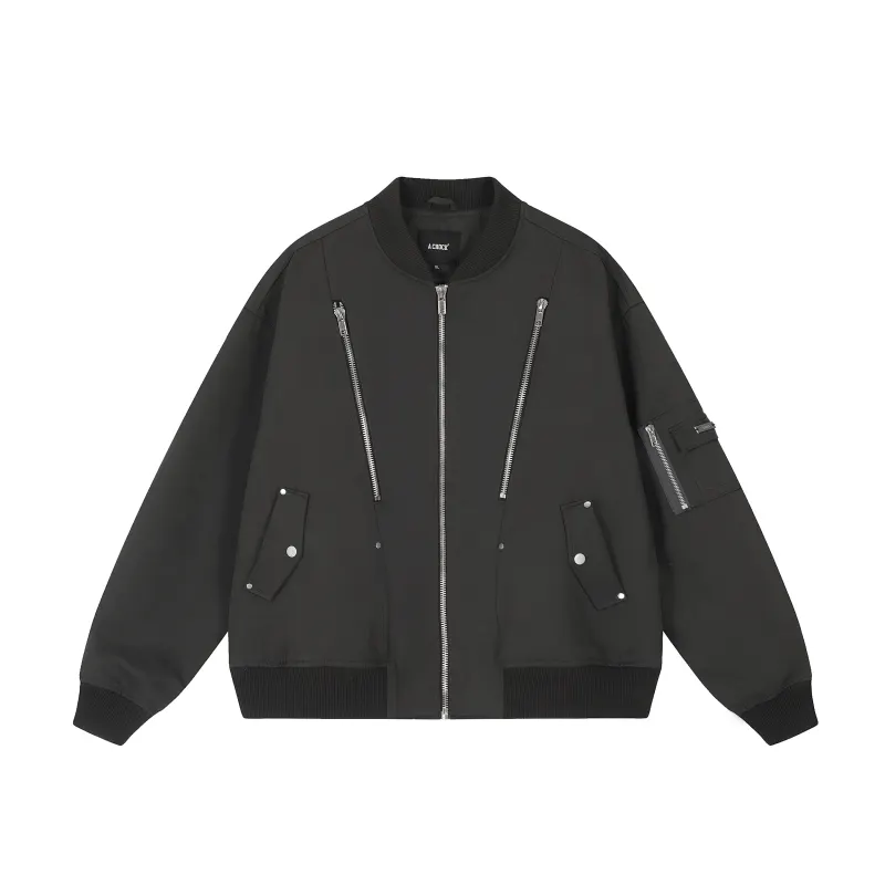 A Chock Jackets Unisex Dark Gray Baseball Collar Moderate Pilot